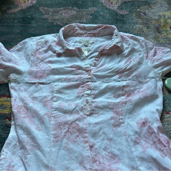 MALVIN HAMBURG GERMANY FLORAL LINEN DRESS 3/4 SLEEVE Size medium - Picture 3 of 7